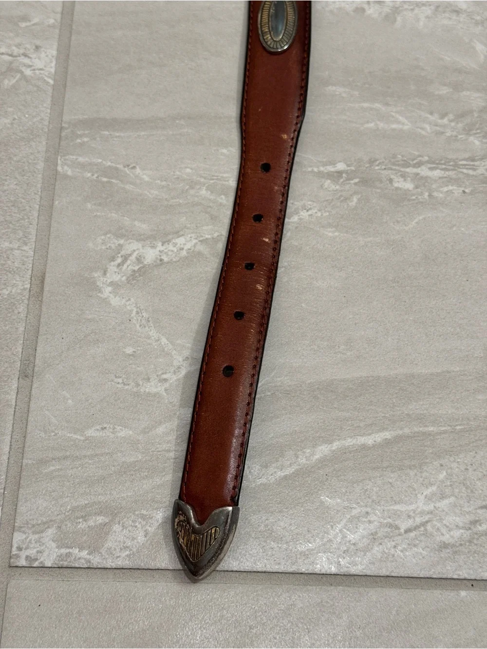 Vintage Western Full Grain Cowhide Leather Fossil Belt Cowgirl